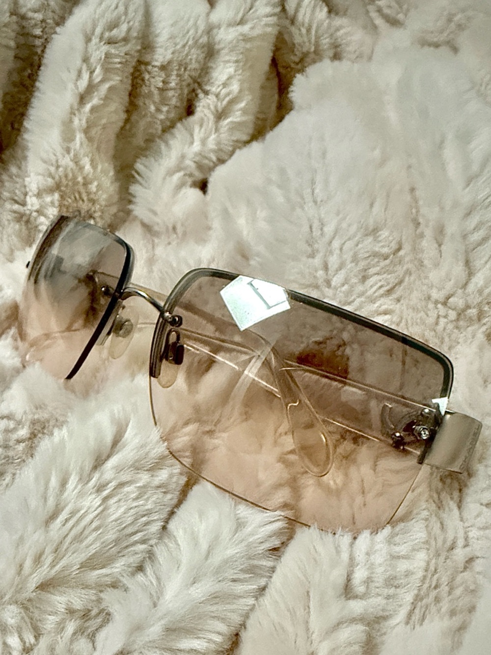 CHANEL Rimless Oversized Sunglasses in Light Brown Gradient Lens VINTAGE